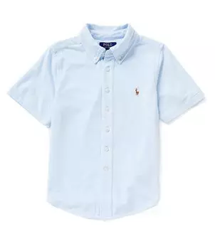 Трикотажная оксфордская рубашка с короткими рукавами для мальчиков Polo Ralph Lauren Big Boys 8-20, синий