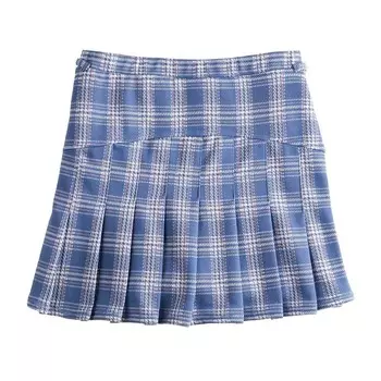 Трикотажная плиссированная юбка без застежки SO Adaptive для девочек 7–16 лет, цвет Navy Mauve Plaid