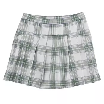 Трикотажная плиссированная юбка без застежки SO для девочек 6–20 лет обычного размера и размера плюс, цвет Cream Olive Plaid