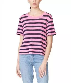 Трикотажная полосатая футболка пике для малышей вишневого цвета Stateside, цвет cherry