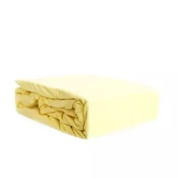 Трикотажная простыня 100% хлопок 120-130х200 см + резинка по всему периметру 25 см желтая COFI 1453