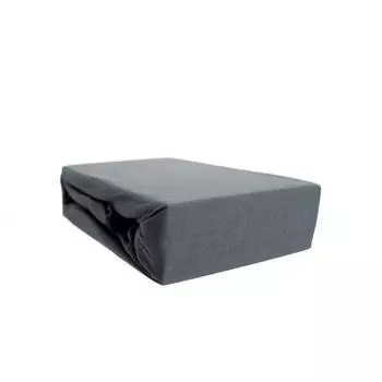 Трикотажная простыня 100% хлопок 180-200х200 см + резинка по всему периметру 25 см антрацит COFI 1453