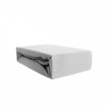 Трикотажная простыня 100% хлопок 180-200х200 см + эластичный низ 25 см серый COFI 1453