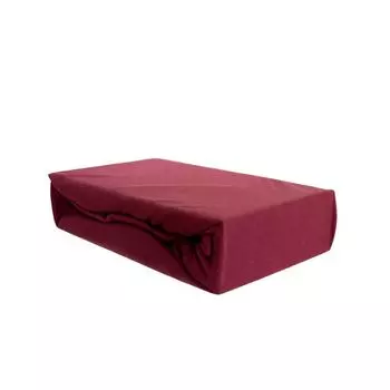 Трикотажная простыня 100% хлопок 200-200х220 см + резинка по всему периметру 40 см Бордо COFI 1453