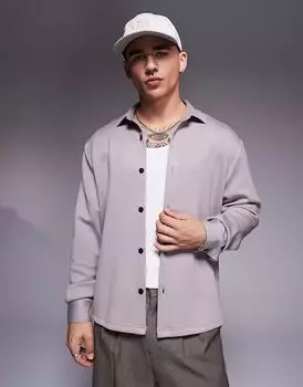 Трикотажная рубашка ASOS DESIGN серого цвета