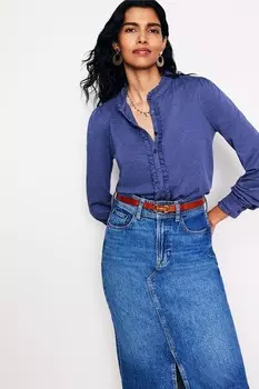 Трикотажная рубашка Caroline с вышивкой Boden, синий