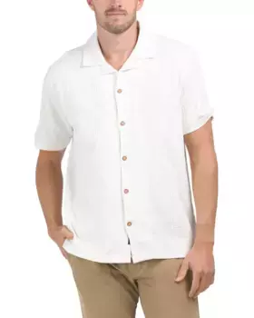 Трикотажная рубашка из жатого хлопка с короткими рукавами Ben Sherman, слоновая кость