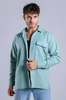 Трикотажная рубашка оверсайз с одним карманом MAR Over22 Stilkombin, вода зеленая