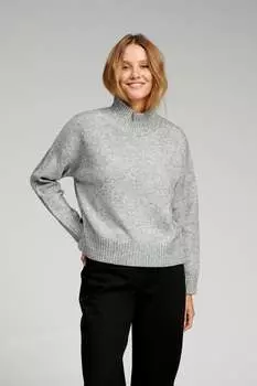 Трикотажная рубашка оверсайз с водолазкой бежевого цвета Teeshoppen, серый