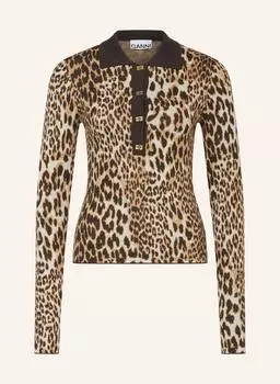 Трикотажная рубашка-поло из мериносовой шерсти Ganni, мультиколор