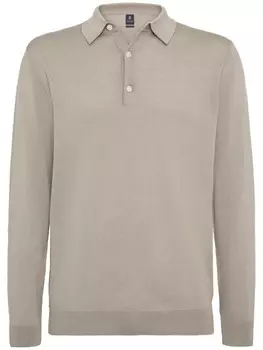 Трикотажная рубашка-поло из шерсти мериноса песочного цвета Boggi Milano, нейтральный цвет