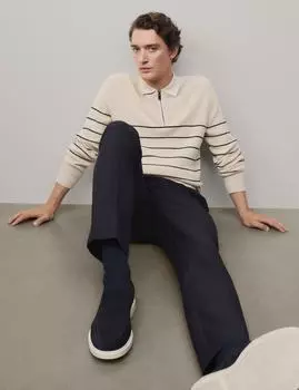 Трикотажная рубашка поло из смеси хлопка и модала Marks & Spencer, экрю