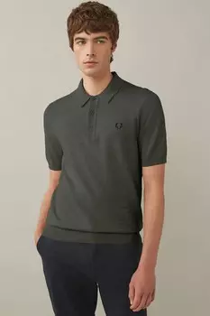 Трикотажная рубашка поло из смеси мериносовой шерсти Fred Perry, зеленый