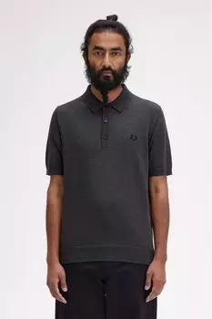 Трикотажная рубашка поло из смеси мериносовой шерсти Fred Perry, серый