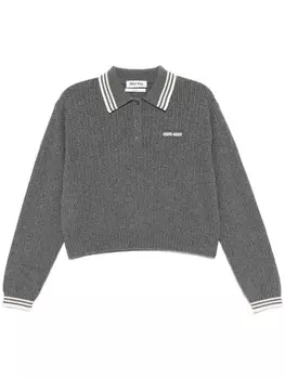 Трикотажная рубашка-поло Miu Miu, серый