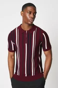 Трикотажная рубашка-поло на молнии с вертикальными полосками Burton, красный