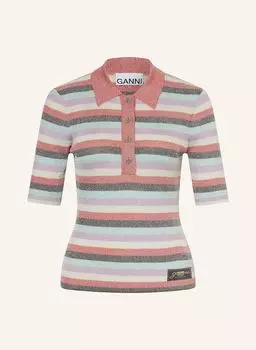 Трикотажная рубашка-поло с блестящей пряжей Ganni, мультиколор