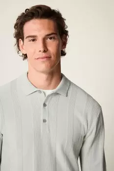 Трикотажная рубашка поло с длинным рукавом Next, серый