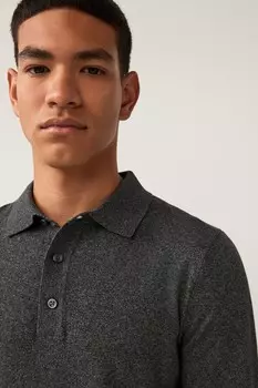 Трикотажная рубашка поло с длинным рукавом Next, серый