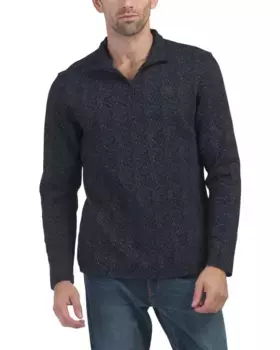 Трикотажная рубашка-поло с длинными рукавами и молнией на четверть Karl Lagerfeld Paris, темно-синий