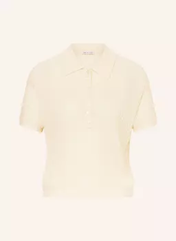 Трикотажная рубашка-поло с кашемиром Mrs & Hugs, экрю