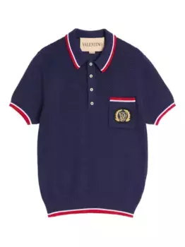 Трикотажная рубашка-поло с контрастной отделкой VALENTINO GARAVANI, синий