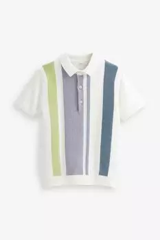 Трикотажная рубашка-поло с короткими рукавами в стиле колор-блок Next, белый
