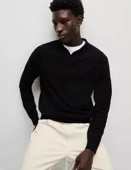 Трикотажная рубашка-поло с высоким содержанием хлопка Marks & Spencer, черный