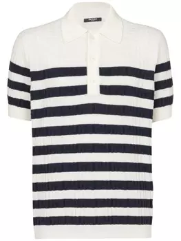 Трикотажная рубашка поло в полоску Balmain, белый