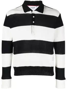 Трикотажная рубашка поло в полоску Thom Browne, синий