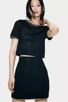 Трикотажная рубашка с цепочками H&M, черный