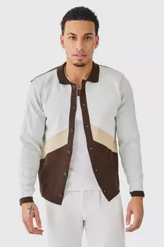 Трикотажная рубашка с длинными рукавами и цветовыми блоками boohooMAN, белый