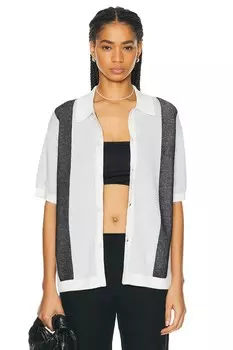 Трикотажная рубашка с коротким рукавом WAO, белый/черный