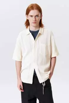 Трикотажная рубашка с короткими рукавами и планкой на пуговицах Weekday, белый