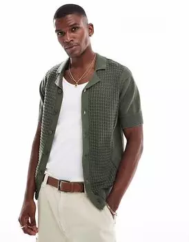 Трикотажная рубашка в стиле ретро-боулинг New Look цвета хаки