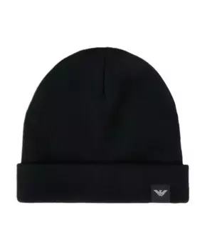 Трикотажная шапка с логотипом Emporio Armani, черный