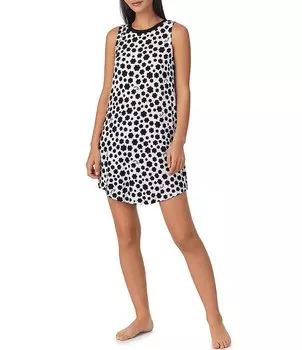 Трикотажная сорочка без рукавов с принтом в горошек DKNY, черный