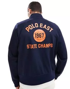 Трикотажная спортивная куртка с логотипом на спине в темно-синем цвете Polo Ralph Lauren