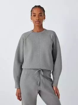 Трикотажная толстовка из хлопчатобумажной смеси с фигурным рукавом John Lewis, цвет Grey Marl