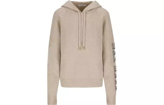 Трикотажная толстовка с капюшоном и логотипом MaxMara, бежевый