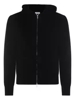 Трикотажная толстовка с капюшоном на молнии с отделкой в рубчик Lardini, черный