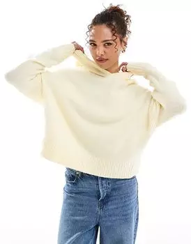 Трикотажная толстовка с капюшоном с круговым подолом цвета пахты ASOS DESIGN