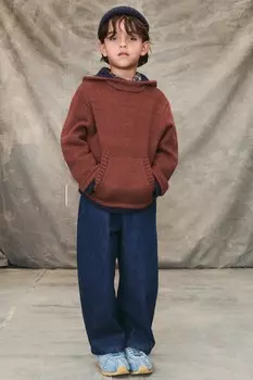 Трикотажная толстовка с капюшоном ZARA, цвет brick