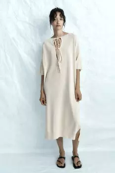 Трикотажная туника на кузинках ZARA, экру