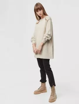 Трикотажная туника с цепочкой обратной строчки Бежевая Kayra