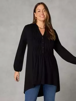 Трикотажная туника с защипами на кокетке Curve Petite Live Unlimited, черный