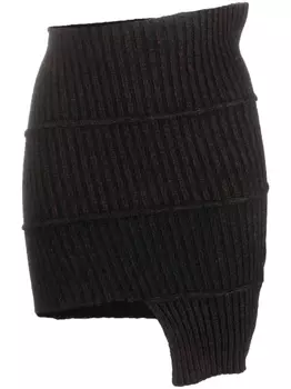 Трикотажная юбка асимметричного кроя MM6 Maison Margiela, черный