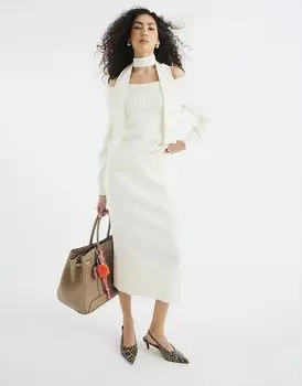 Трикотажная юбка макси кремового цвета River Island