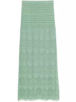 Трикотажная юбка макси SANDRO, зеленый