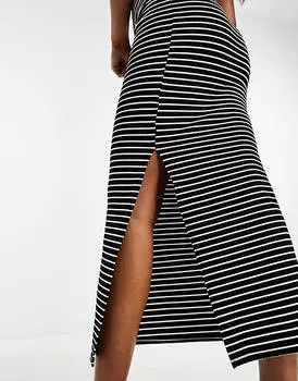 Трикотажная юбка мидакси в полоску New Look